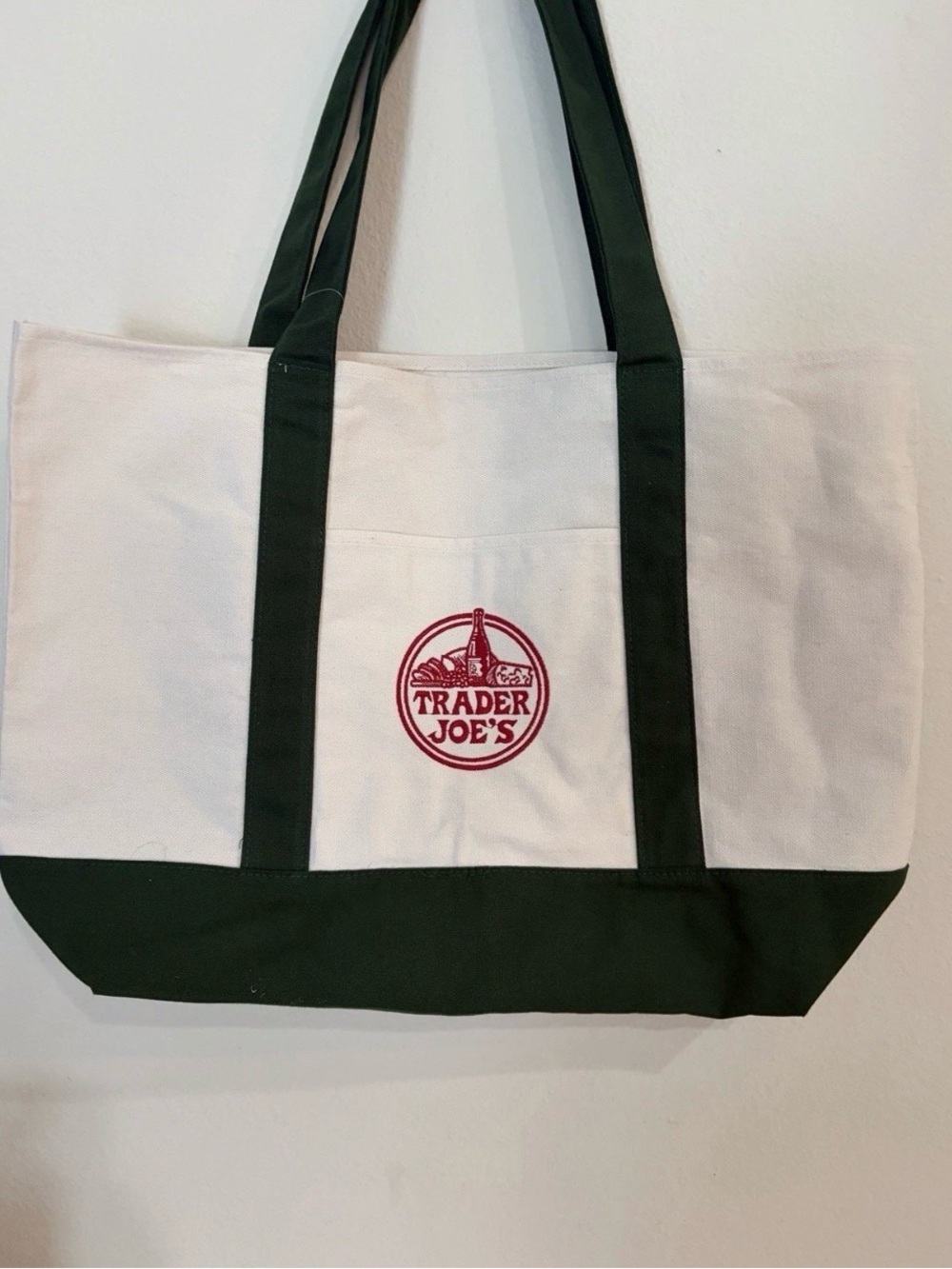 Trader Joe's Canvas Tote Bags in White and NAVY
